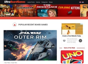 How ultraboardgames.com looks like on a tablet such as an iPad.