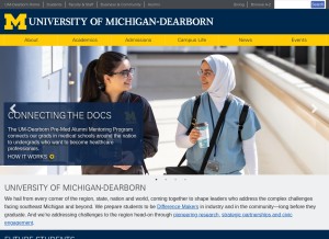 How umdearborn.edu looks like on a tablet such as an iPad.