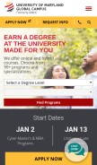 How umgc.edu looks like on a mobile device such as an iPhone.