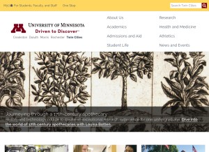 How umn.edu looks like on a tablet such as an iPad.
