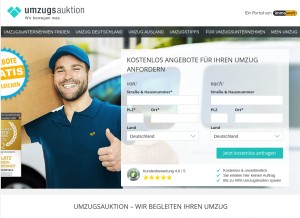 How umzugsauktion.de looks like on a tablet such as an iPad.