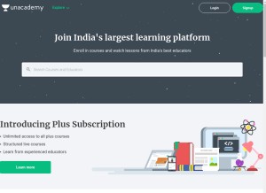 How unacademy.com looks like on a tablet such as an iPad.