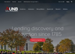 How unb.ca looks like on a tablet such as an iPad.