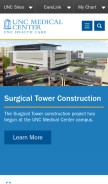 How uncmedicalcenter.org looks like on a mobile device such as an iPhone.