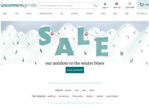 How uncommongoods.com looks like on a tablet such as an iPad.