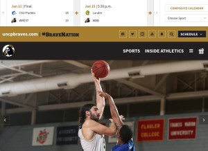 How uncpbraves.com looks like on a tablet such as an iPad.