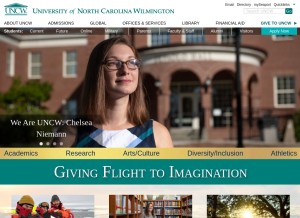 How uncw.edu looks like on a tablet such as an iPad.