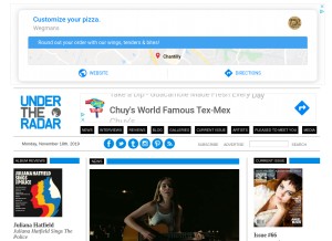 How undertheradarmag.com looks like on a tablet such as an iPad.