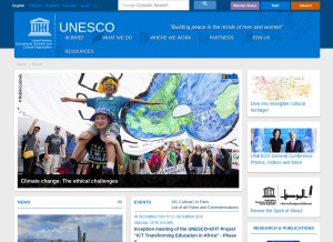 How unesco.org looks like on a tablet such as an iPad.