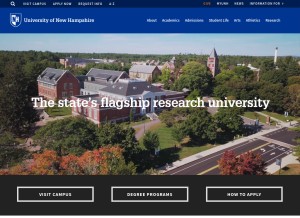 How unh.edu looks like on a tablet such as an iPad.