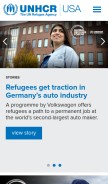 How unhcr.org looks like on a mobile device such as an iPhone.