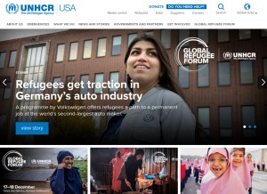 How unhcr.org looks like on a tablet such as an iPad.