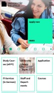 How uni-bielefeld.de looks like on a mobile device such as an iPhone.