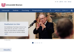How uni-bremen.de looks like on a tablet such as an iPad.