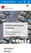 How uni-hamburg.de looks like on a mobile device such as an iPhone.