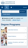 How uni-hohenheim.de looks like on a mobile device such as an iPhone.