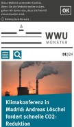 How uni-muenster.de looks like on a mobile device such as an iPhone.