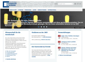 How uni-wuerzburg.de looks like on a tablet such as an iPad.