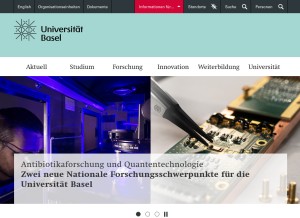 How unibas.ch looks like on a tablet such as an iPad.