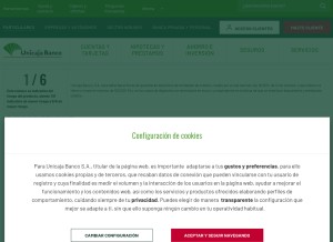 How unicaja.es looks like on a tablet such as an iPad.