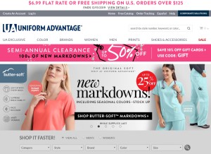 How uniformadvantage.com looks like on a tablet such as an iPad.