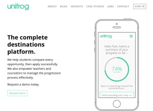 How unifrog.org looks like on a tablet such as an iPad.