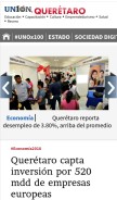 How unionqueretaro.mx looks like on a mobile device such as an iPhone.