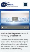 How unisea.no looks like on a mobile device such as an iPhone.