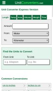 How unitconverters.net looks like on a mobile device such as an iPhone.