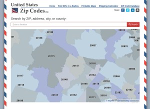 How unitedstateszipcodes.org looks like on a tablet such as an iPad.