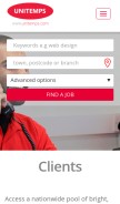 How unitemps.com looks like on a mobile device such as an iPhone.