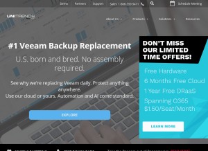 How unitrends.com looks like on a tablet such as an iPad.
