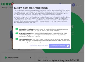 How unive.nl looks like on a tablet such as an iPad.