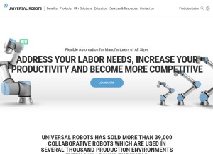 How universal-robots.com looks like on a tablet such as an iPad.