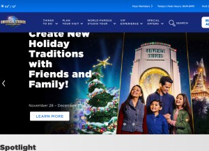 How universalstudioshollywood.com looks like on a tablet such as an iPad.