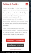 How universidadeeuropeia.pt looks like on a mobile device such as an iPhone.