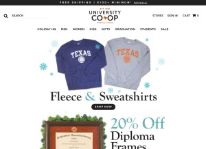 How universitycoop.com looks like on a tablet such as an iPad.