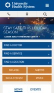 How universityhealthsystem.com looks like on a mobile device such as an iPhone.