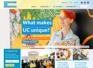 How universityofcalifornia.edu looks like on a tablet such as an iPad.