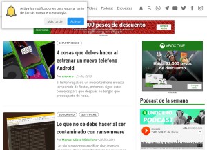 How unocero.com looks like on a tablet such as an iPad.