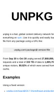 How unpkg.com looks like on a mobile device such as an iPhone.