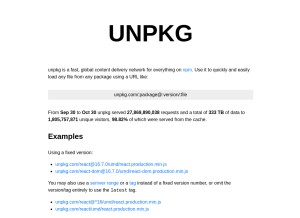 How unpkg.com looks like on a tablet such as an iPad.