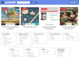 How unprofesor.com looks like on a tablet such as an iPad.