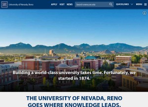 How unr.edu looks like on a tablet such as an iPad.