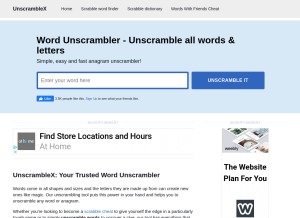 How unscramblex.com looks like on a tablet such as an iPad.