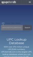 How upcitemdb.com looks like on a mobile device such as an iPhone.