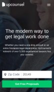 How upcounsel.com looks like on a mobile device such as an iPhone.