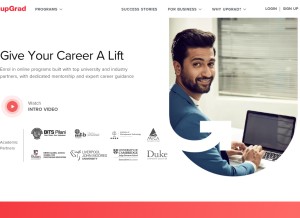 How upgrad.com looks like on a tablet such as an iPad.