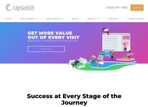 How upsellit.com looks like on a tablet such as an iPad.