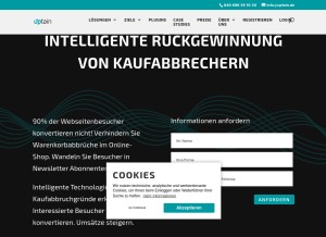 How uptain.de looks like on a tablet such as an iPad.